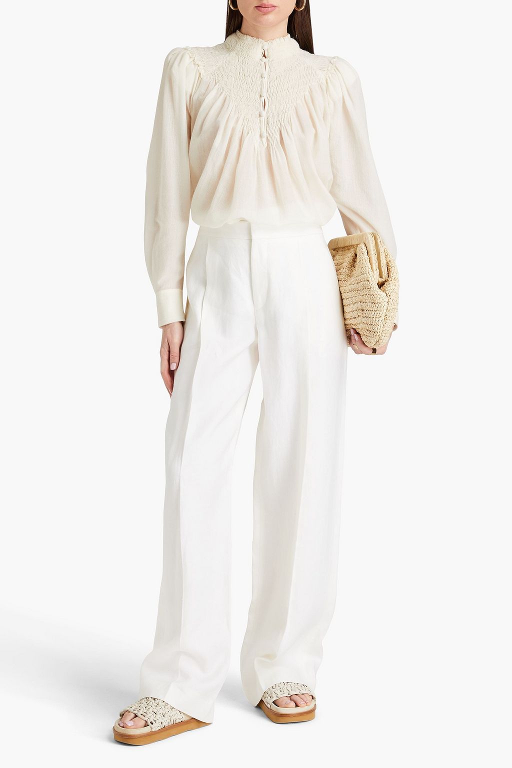 CHLOÉ ウールガーゼ ブラウス シャーリング入り