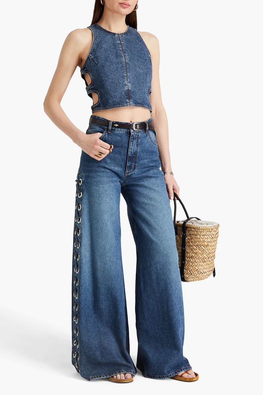 CHLOÉ デニム クロップドトップス カットアウト