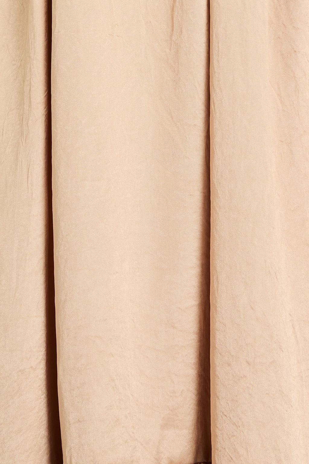 SOLID & STRIPED فستان متوسط الطول مصنوع من الساتان المجعّد ومزين بكشاكش