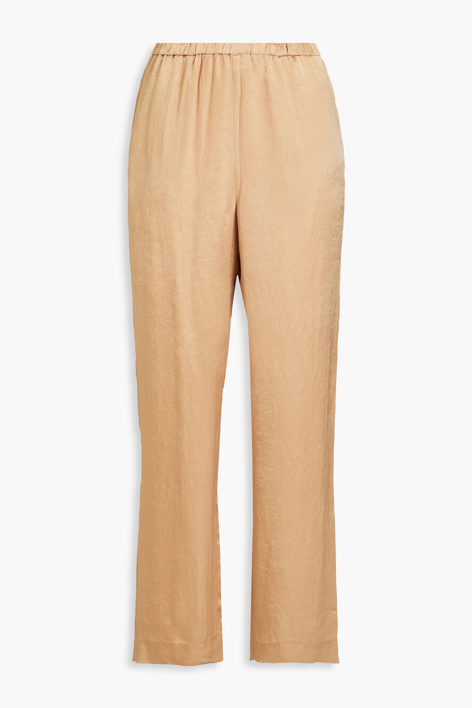 Solid & Striped The Ellis Crinkled-satin Straight-leg Pants In Sand