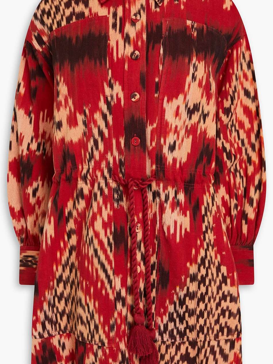 dari printed cotton-jacquard mini shirt dress