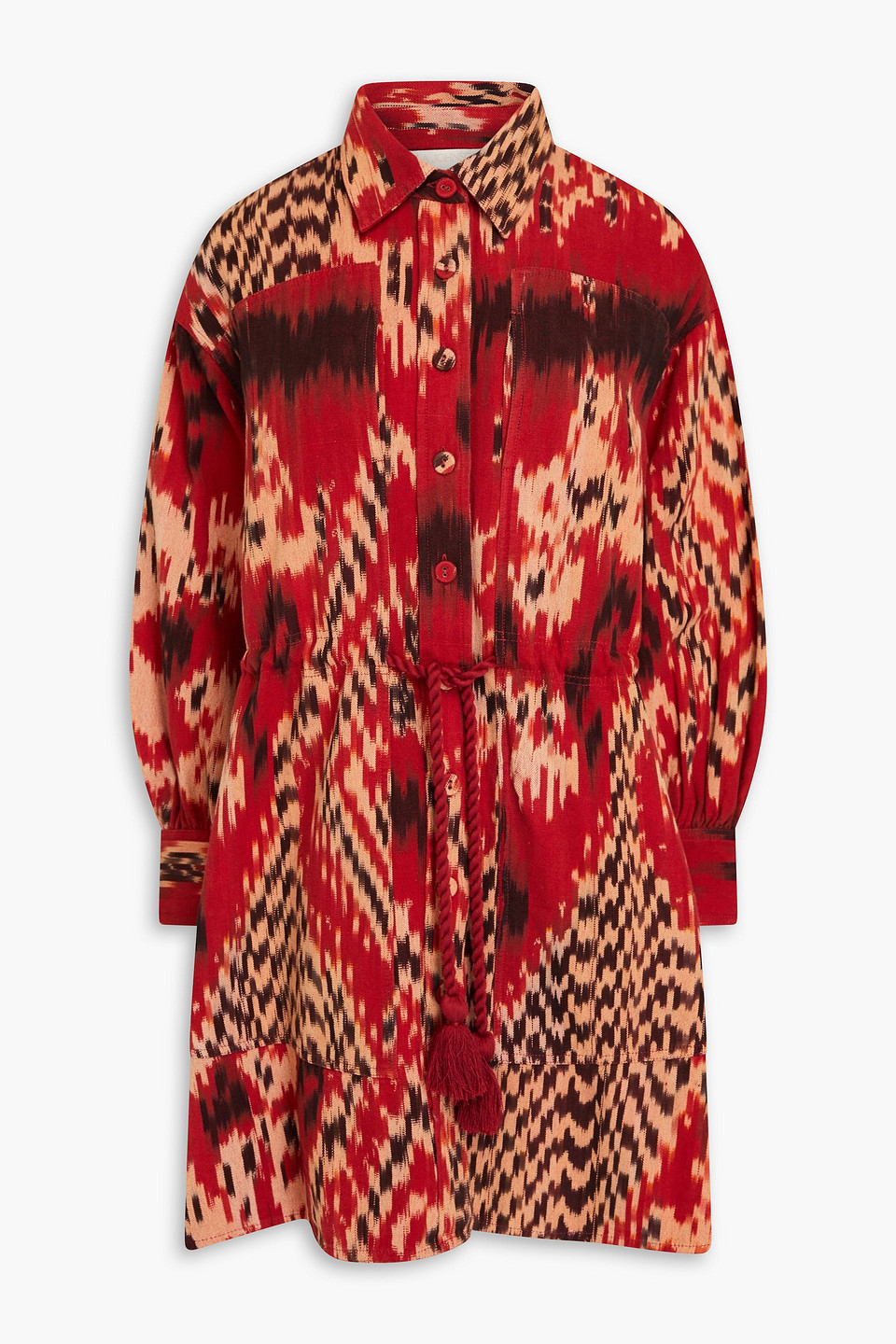 Ulla Johnson Dari Printed Cotton-jacquard Mini Shirt Dress In Claret