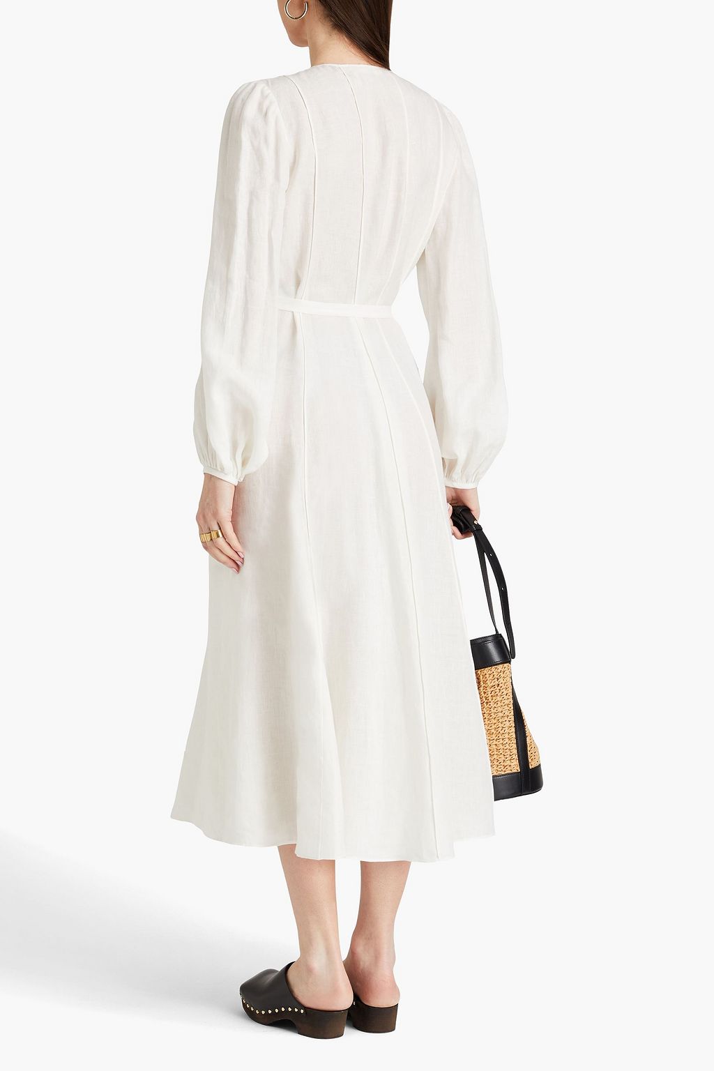 CHLOÉ Belted linen midi dress
