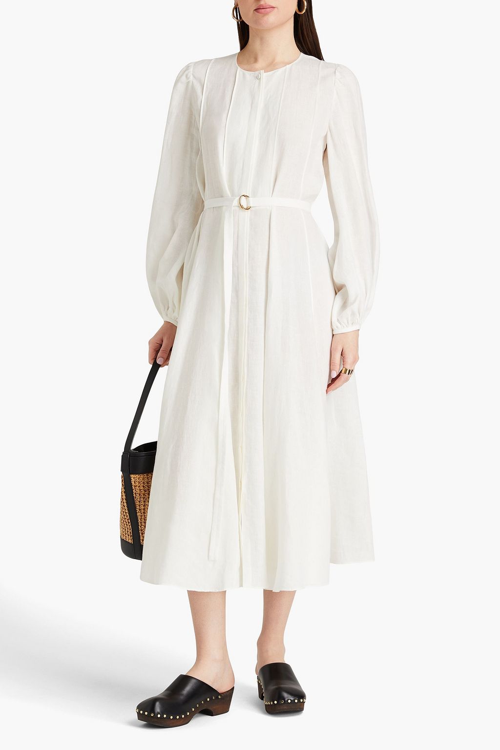 CHLOÉ Belted linen midi dress