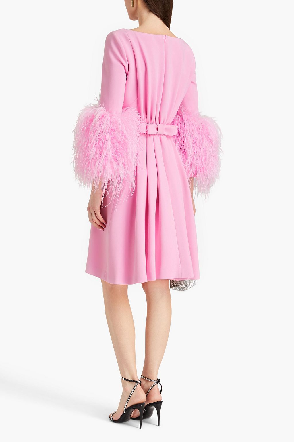 HUISHAN ZHANG Kleid aus Crêpe mit Federn