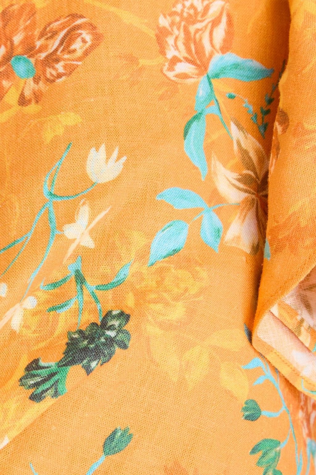 SOLID & STRIPED بلوزة ’’ذا ريناتا’’ قصيرة مصنوعة من مزيج الكتان ومزينة بطبعة الأزهار