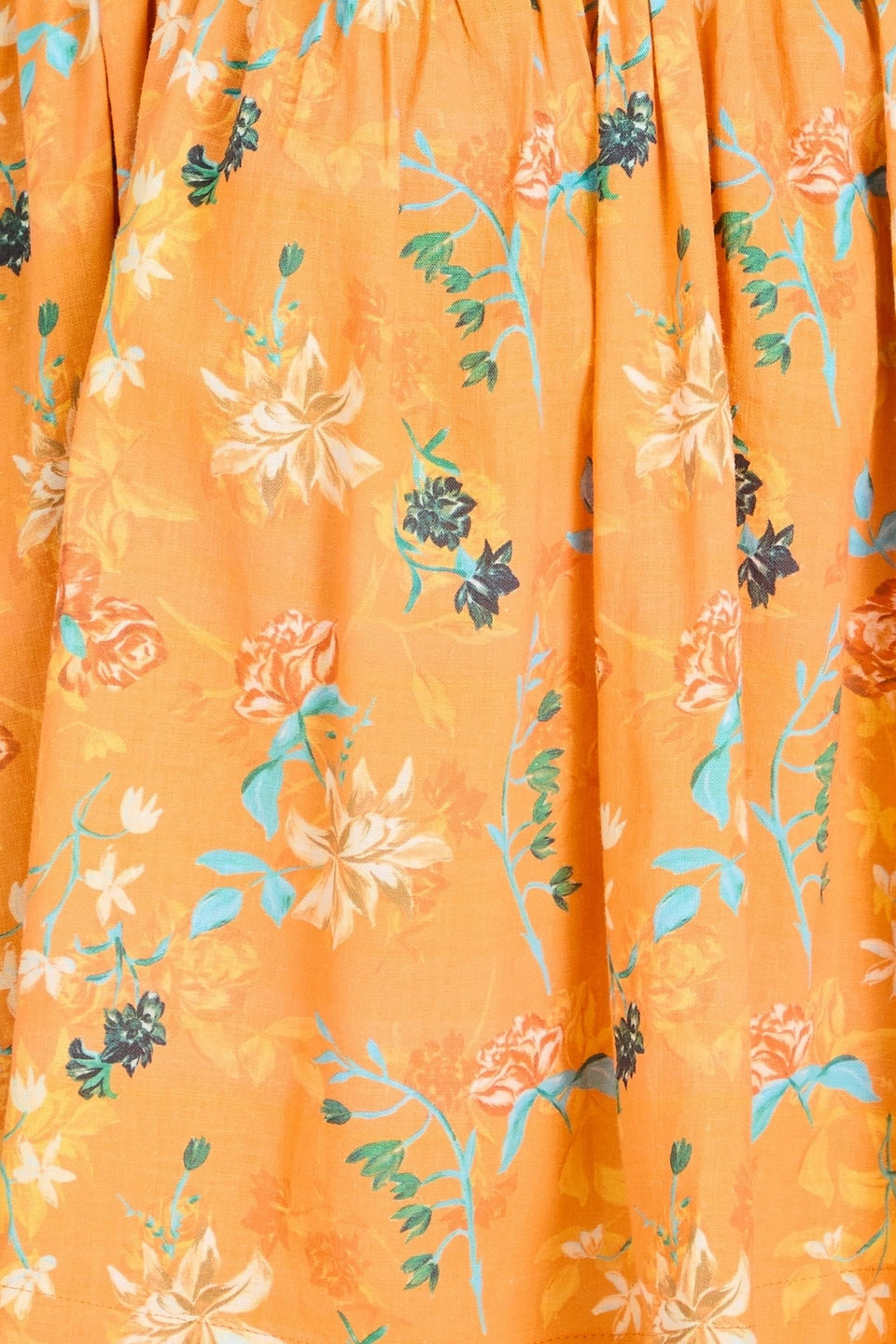 Solid & Striped The Renata Cutout Floral-print Linen-blend Mini Dress In Orange