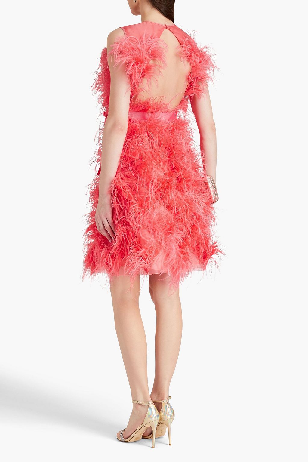HUISHAN ZHANG Halle feather-trimmed silk-organza dress