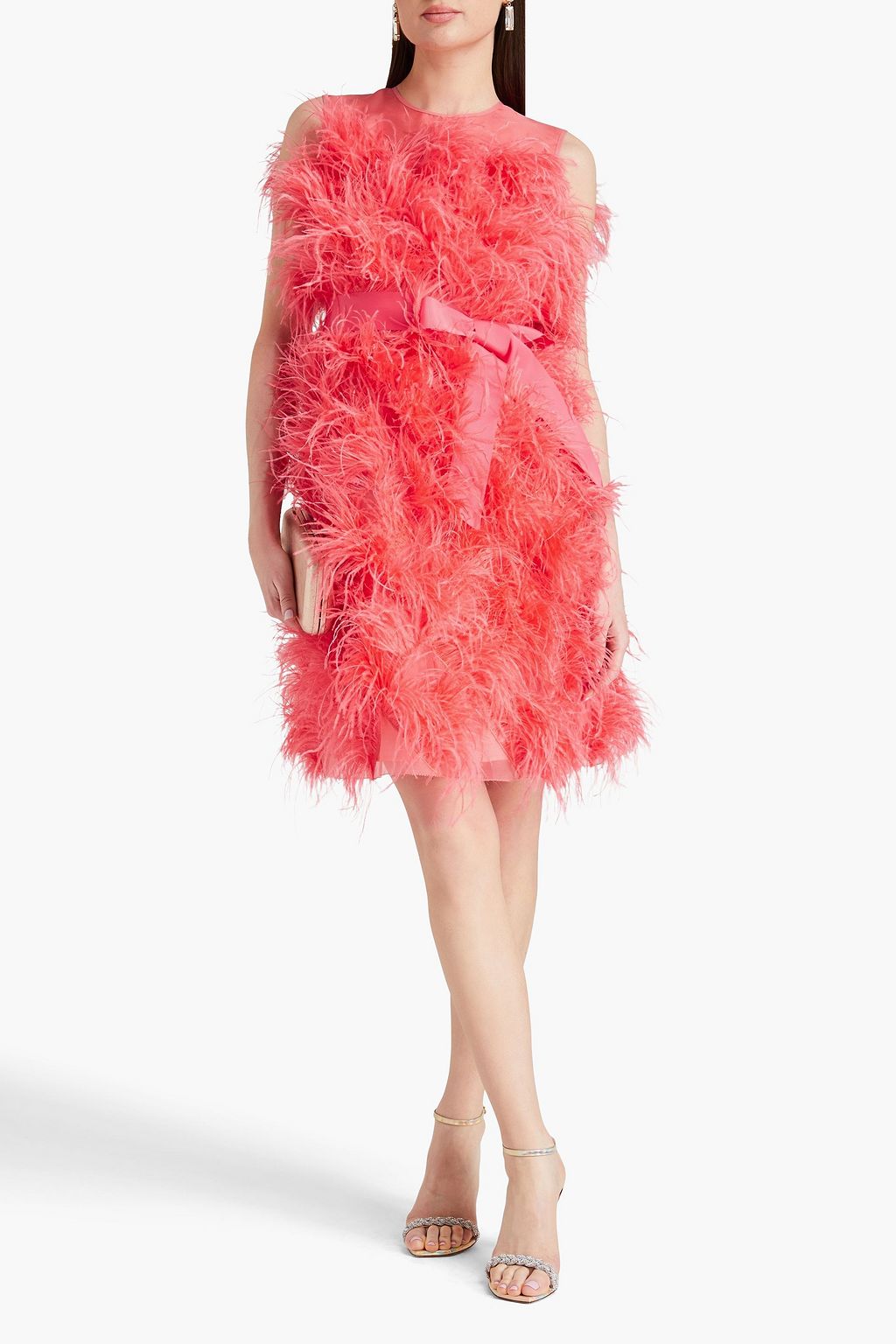 HUISHAN ZHANG Halle feather-trimmed silk-organza dress