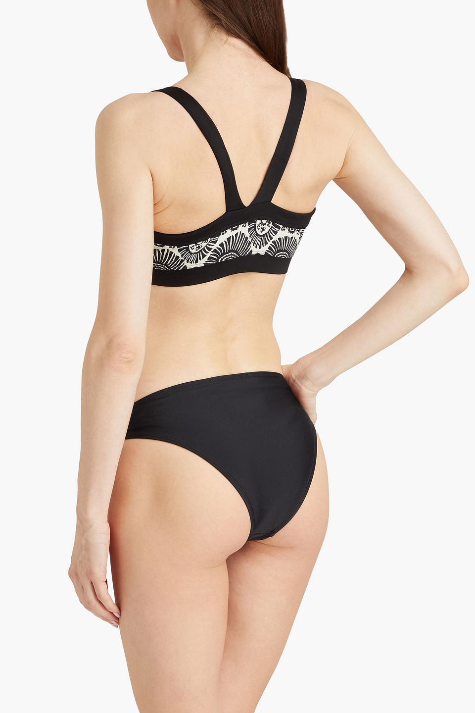 Solid & Striped The Scottie Printed Bikini Top In Black