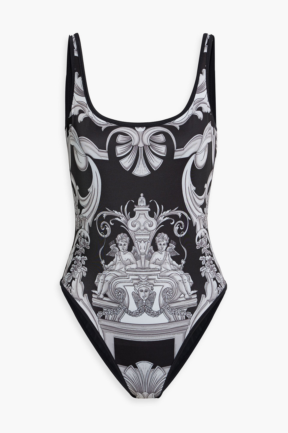 Versace Reversible Printed Swimsuit In Black