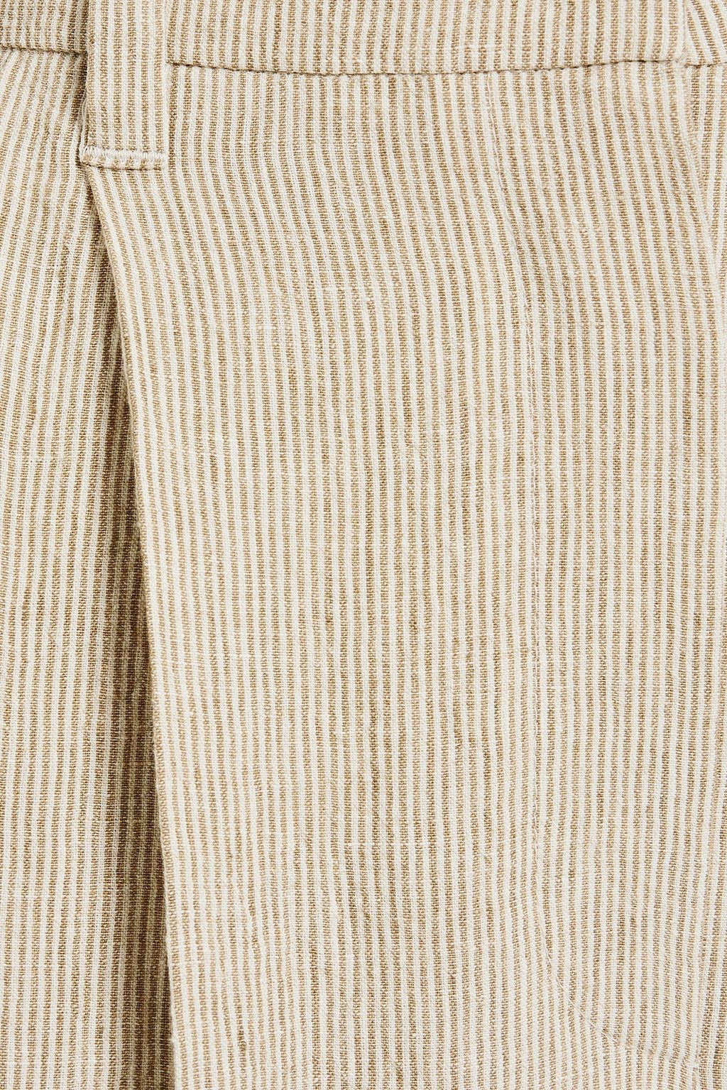 BRUNELLO CUCINELLI Bead-embellished striped linen wide-leg pants