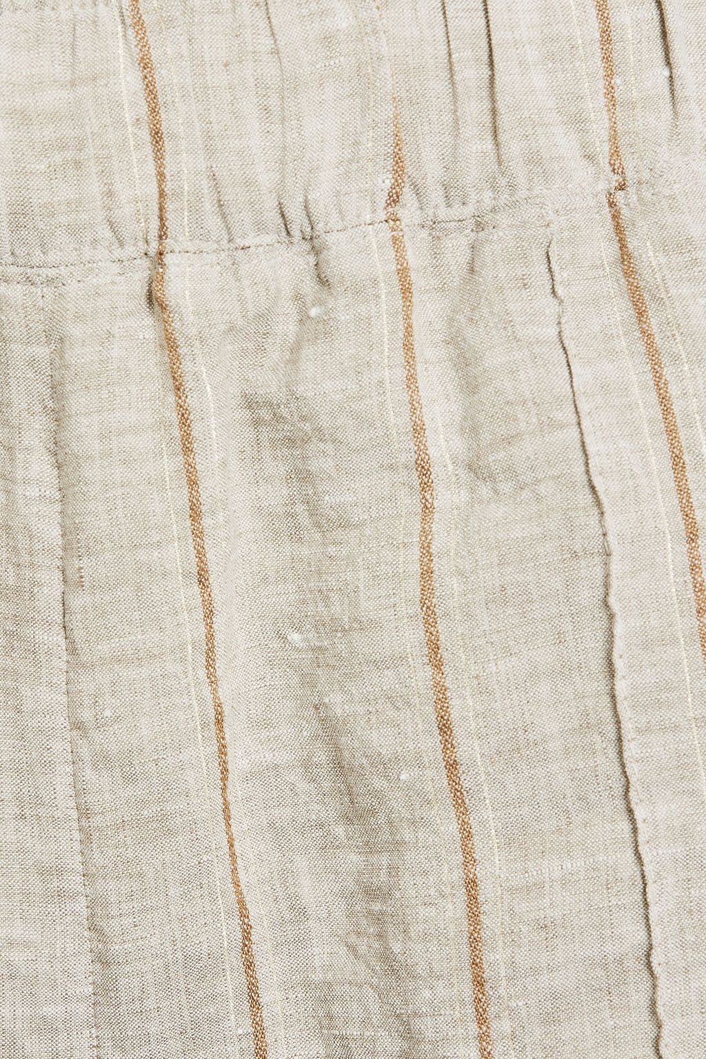 BRUNELLO CUCINELLI شورت من الكتان بتصميم مخطط ولون ميتاليك