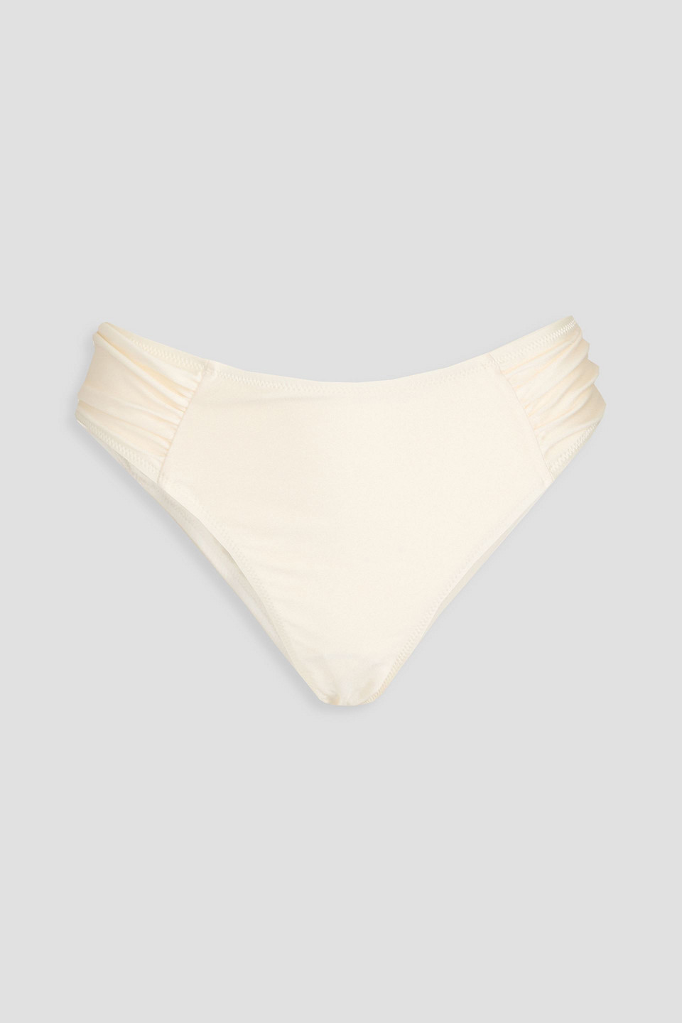 Solid & Striped The Maisie Ruched Mid-rise Bikini Briefs In Cream