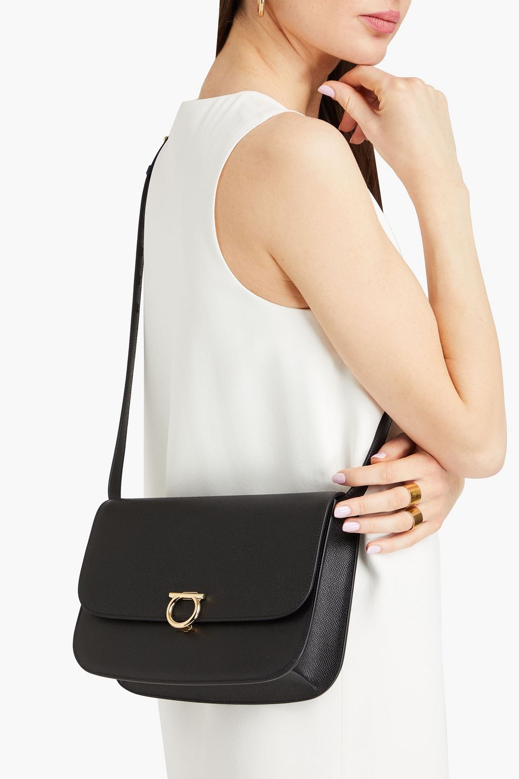 FERRAGAMO Gemini textured-leather shoulder bag