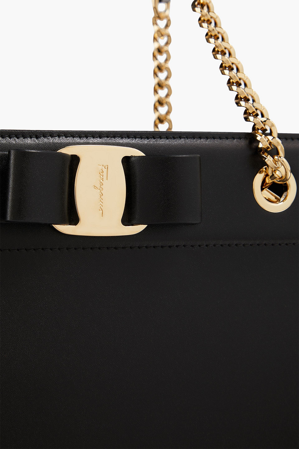 Shop Ferragamo Bow-detailed Leather Tote In Black