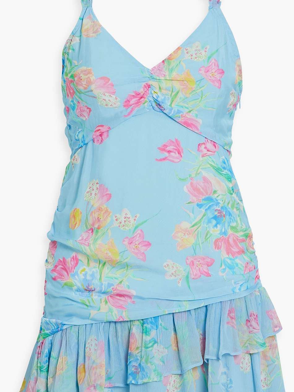 desra georgette-trimmed ruffled voile mini dress