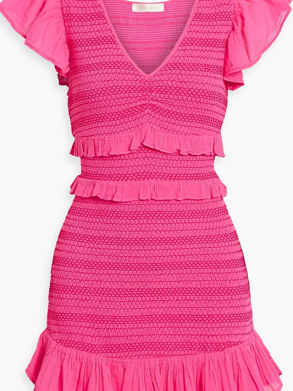 sonora smocked ruffled cotton-gauze mini dress