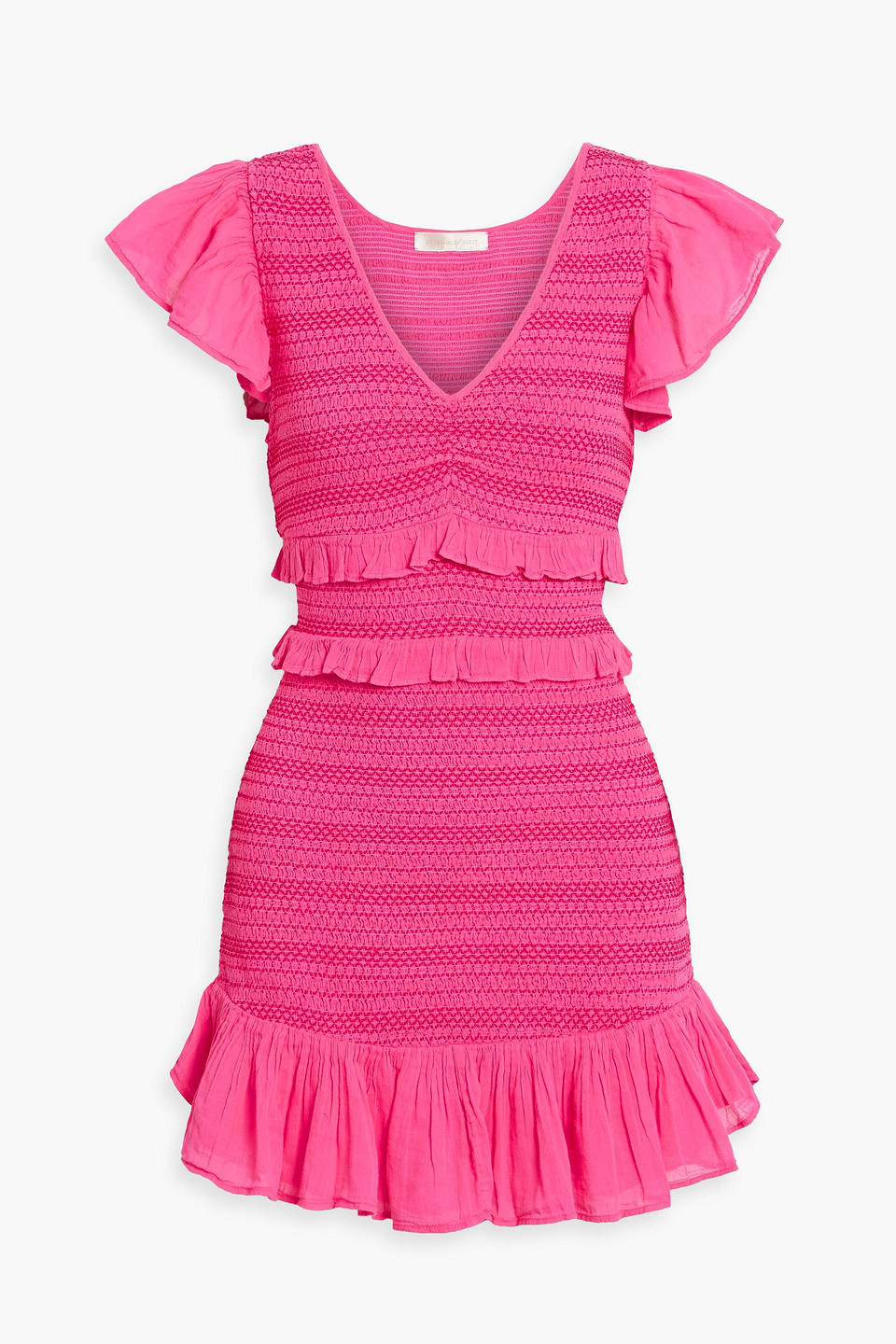 Loveshackfancy Sonora Smocked Ruffled Cotton-gauze Mini Dress In Pink