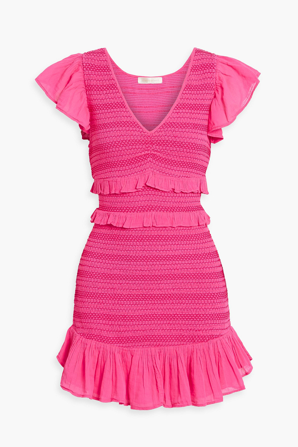 Sonora smocked ruffled cotton-gauze mini dress