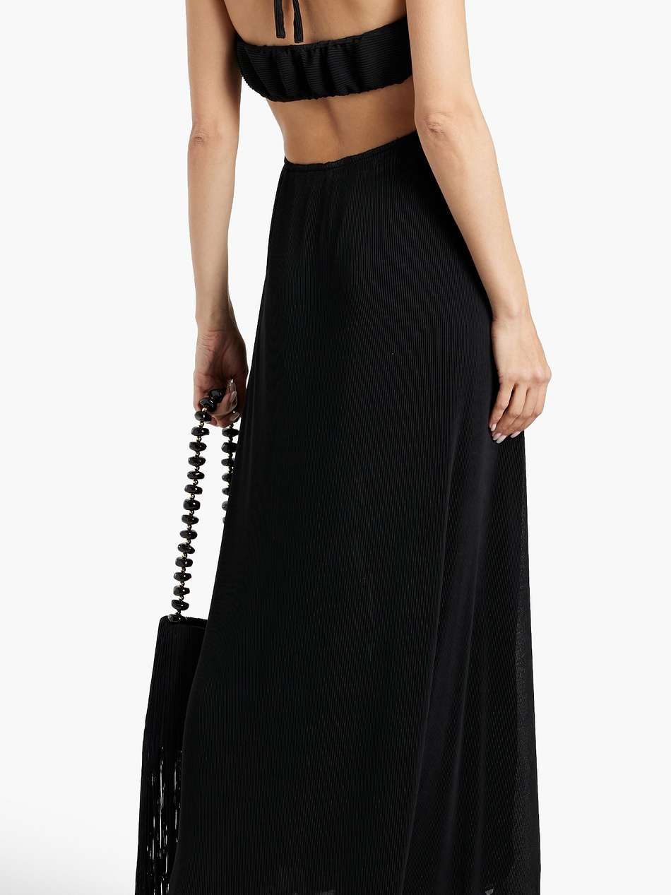 talitha cutout plissé-crepe halterneck maxi dress