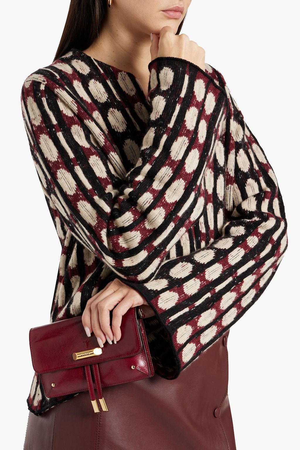 TOD'S Crinkled glossed-leather shoulder bag