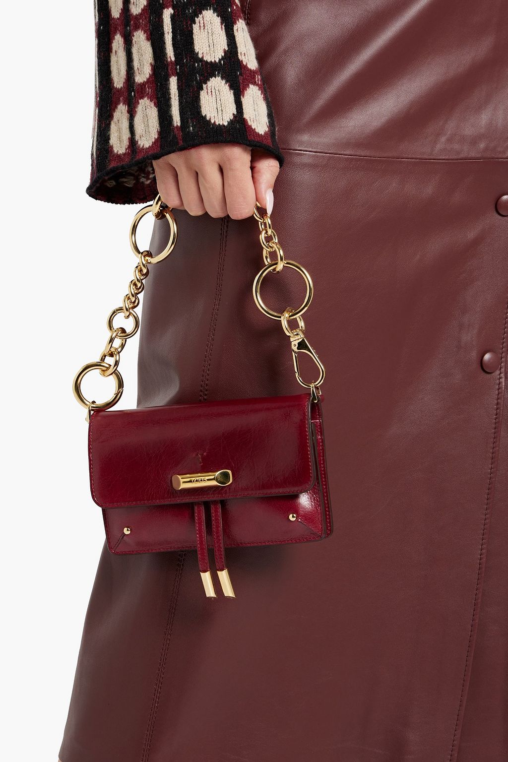 TOD'S Crinkled glossed-leather shoulder bag