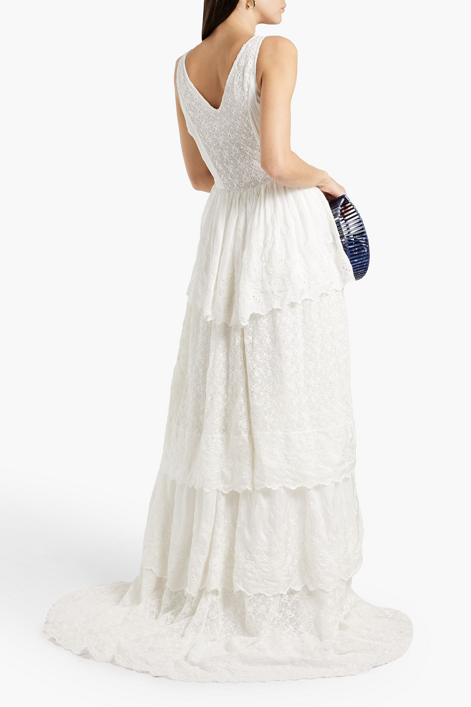 Shop Loveshackfancy Sarabi Tiered Broderie Anglaise Cotton And Lace Gown In White