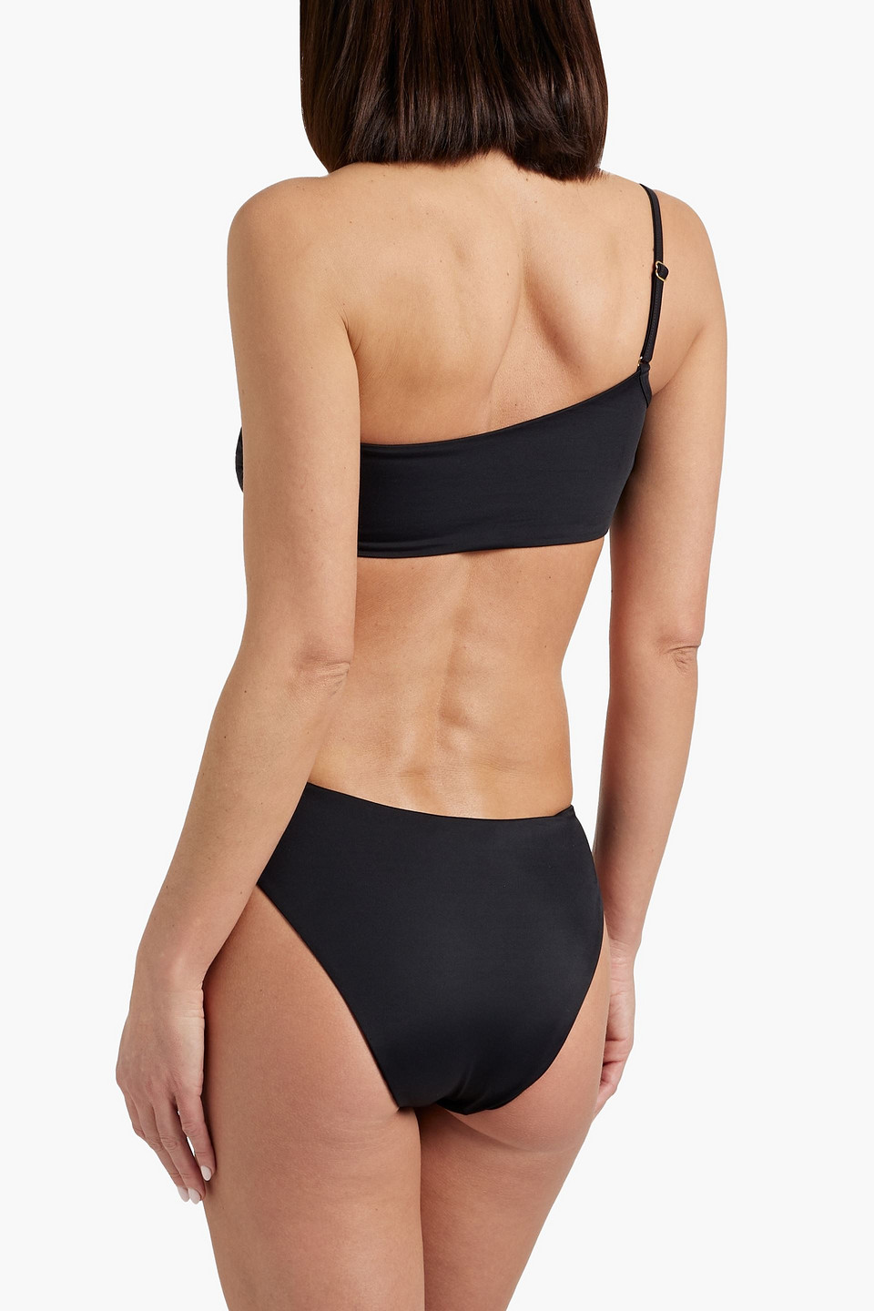 Shop Versace One-shoulder Cutout Swimsuit In Black