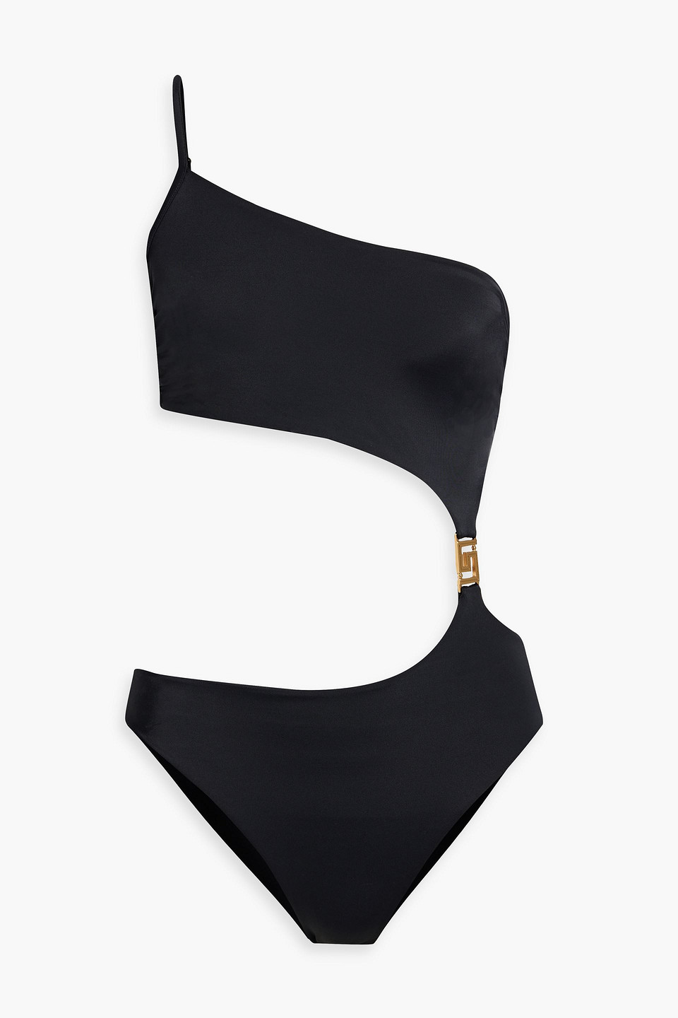 Versace One-shoulder Cutout Swimsuit In Black