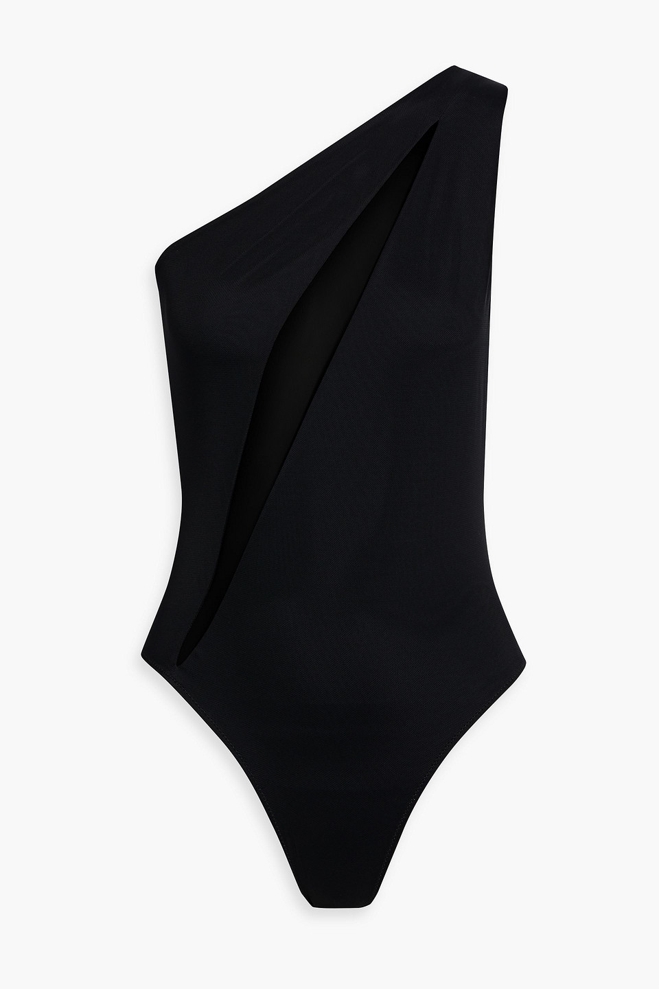 Versace One-shoulder Mesh-paneled Swimsuit In Black