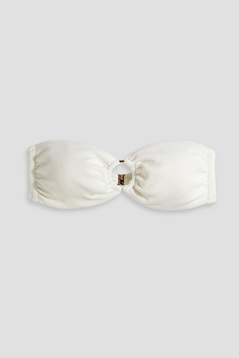 Melissa Odabash Tortola Ring-embellished Seersucker Bandeau Bikini Top In White