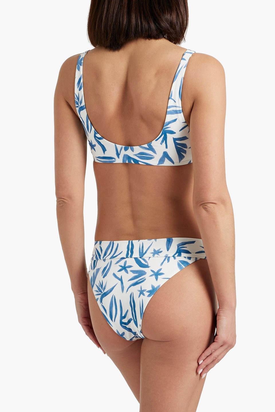 Shop Onia Karina Printed Mid-rise Bikini Briefs In Blue