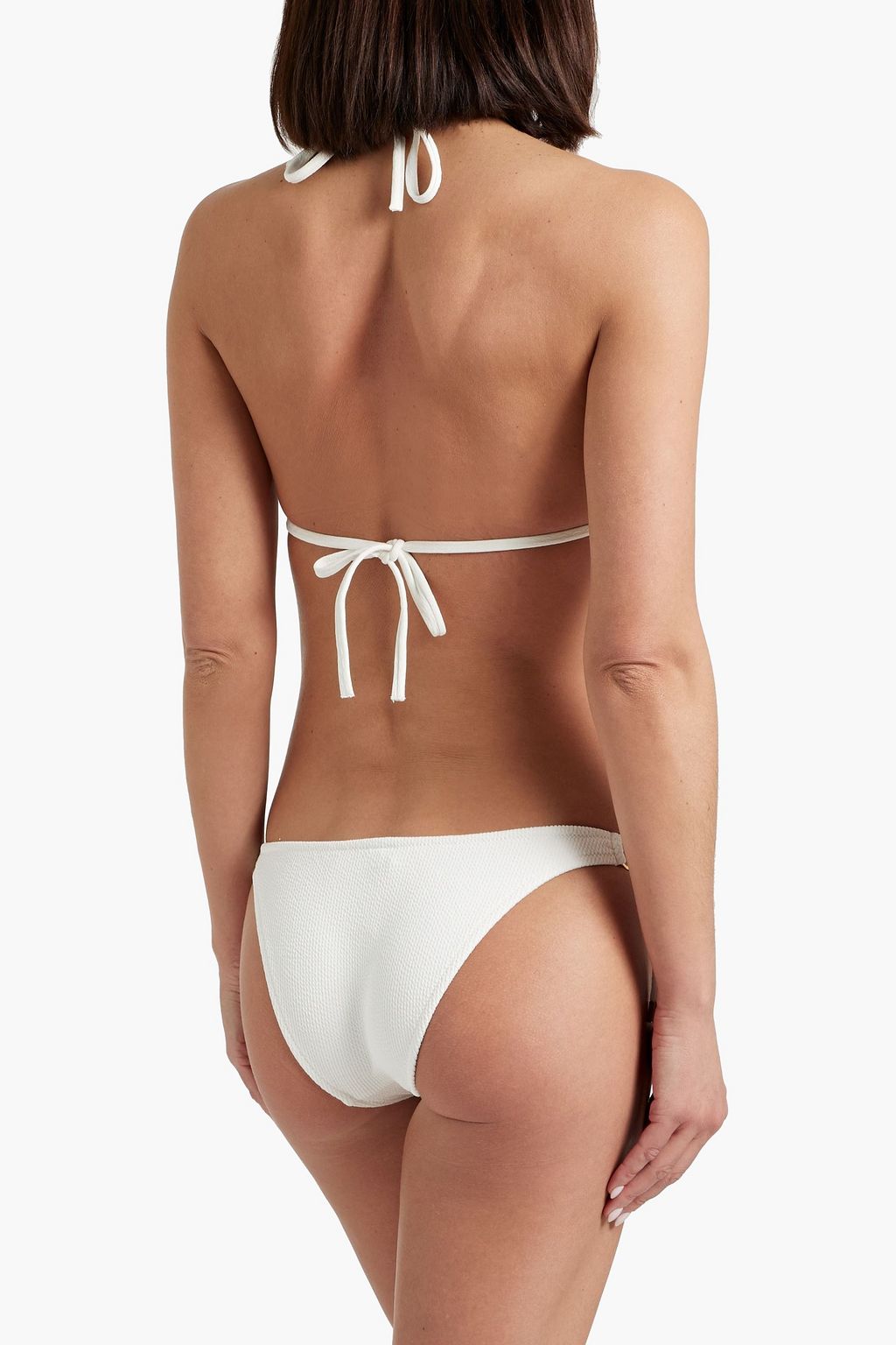 MELISSA ODABASH Venice ring-embellished stretch-seersucker triangle bikini top