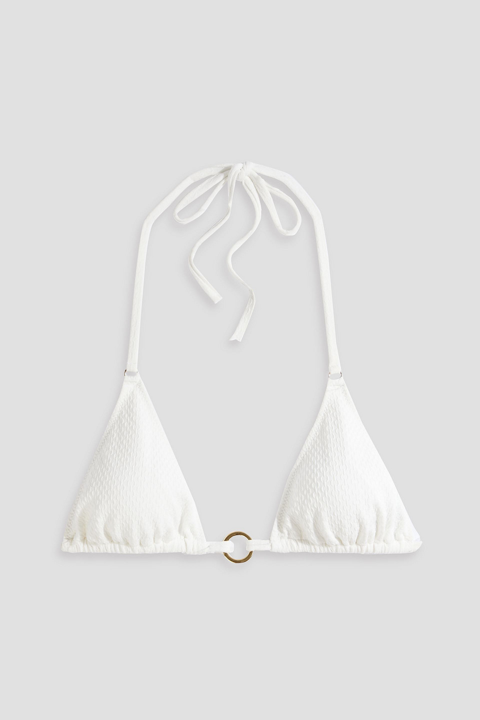 Melissa Odabash Venice Ring-embellished Stretch-seersucker Triangle Bikini Top In White