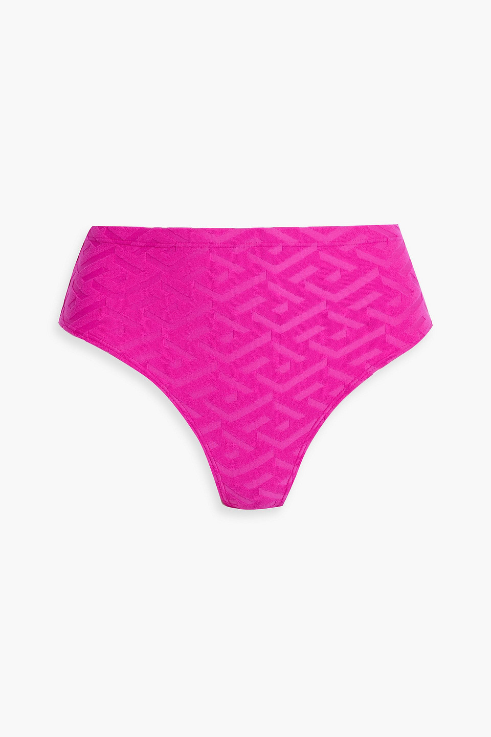 Versace Stretch-jacquard High-rise Bikini Briefs In Bright Pink