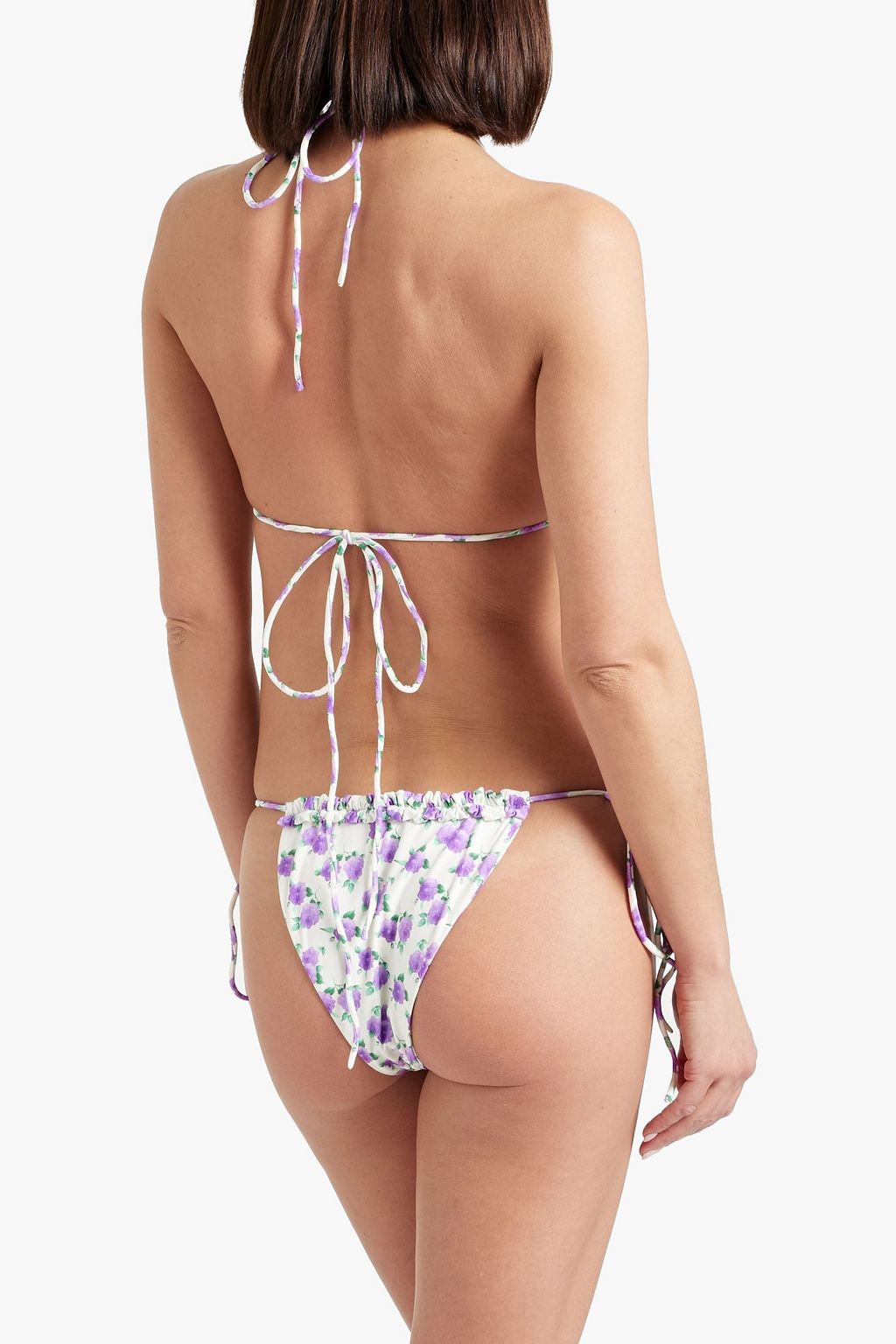 MAGDA BUTRYM Appliquéd floral-print triangle bikini top