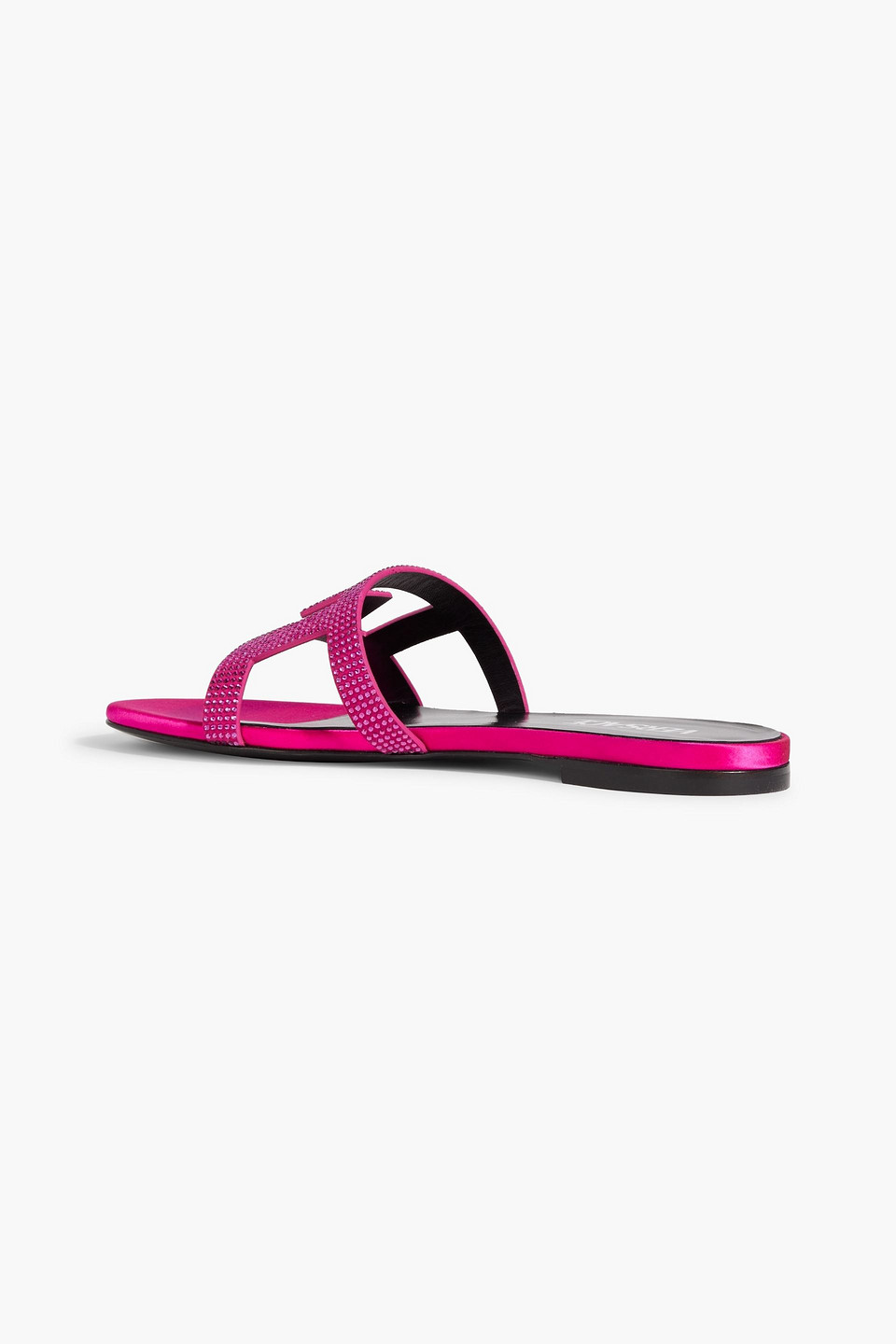 Shop Versace Crystal-embellished Suede Sandals In Bright Pink