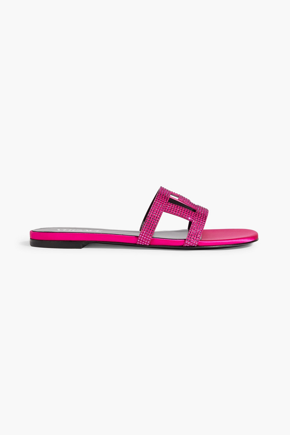 Versace Greca Maze Flat Sandals With Crystals In Pink