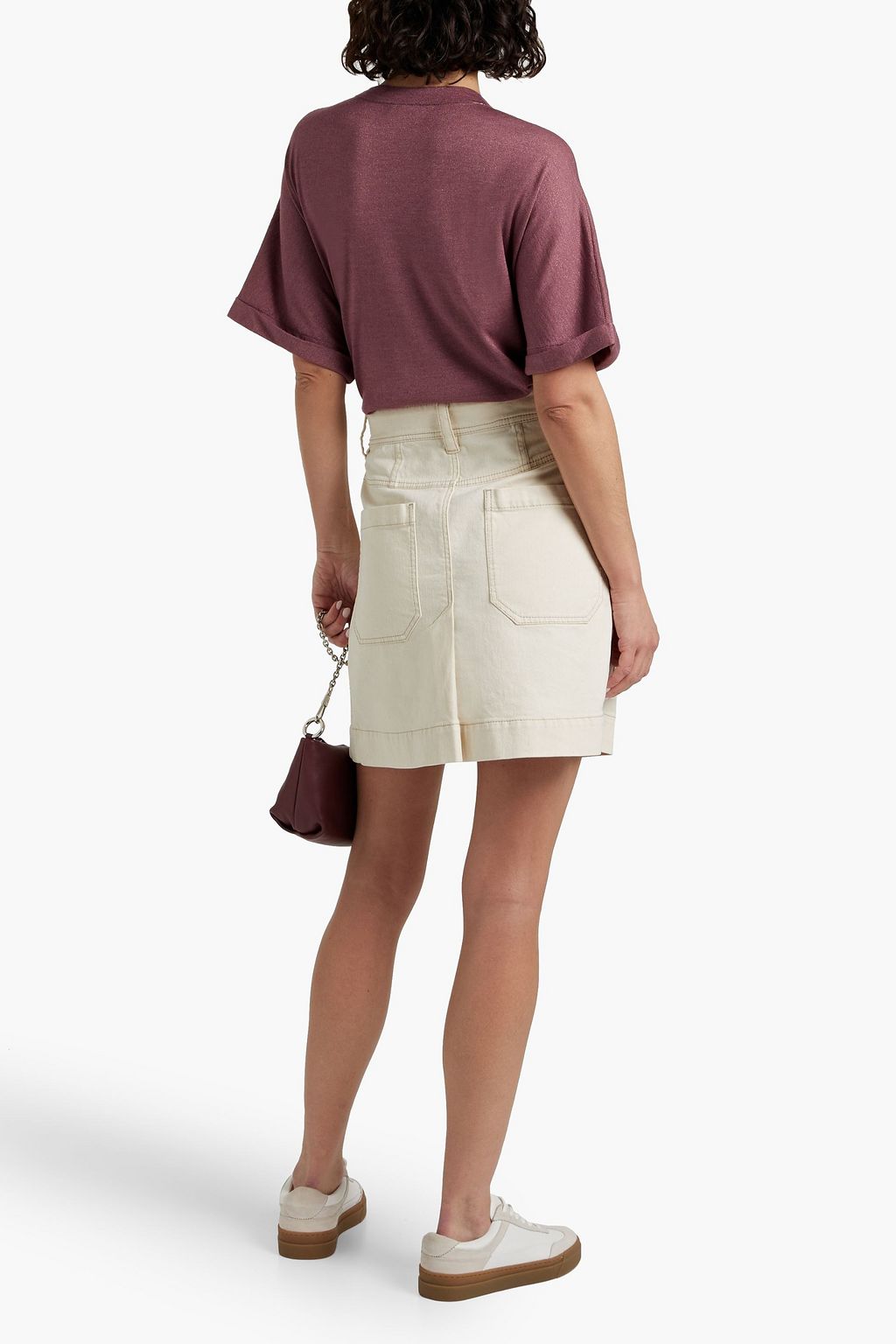 BRUNELLO CUCINELLI Bead-embellished metallic cashmere-blend T-shirt