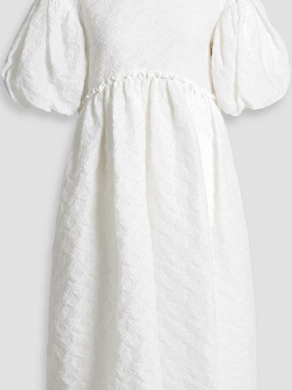 faux pearl-embellished cloqué midi dress