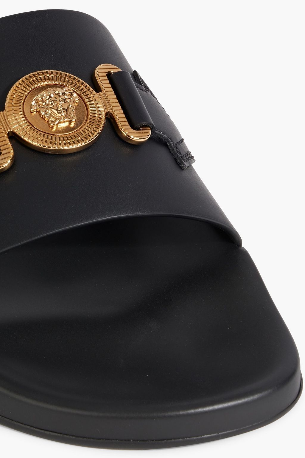 VERSACE La Medusa embellished leather slides