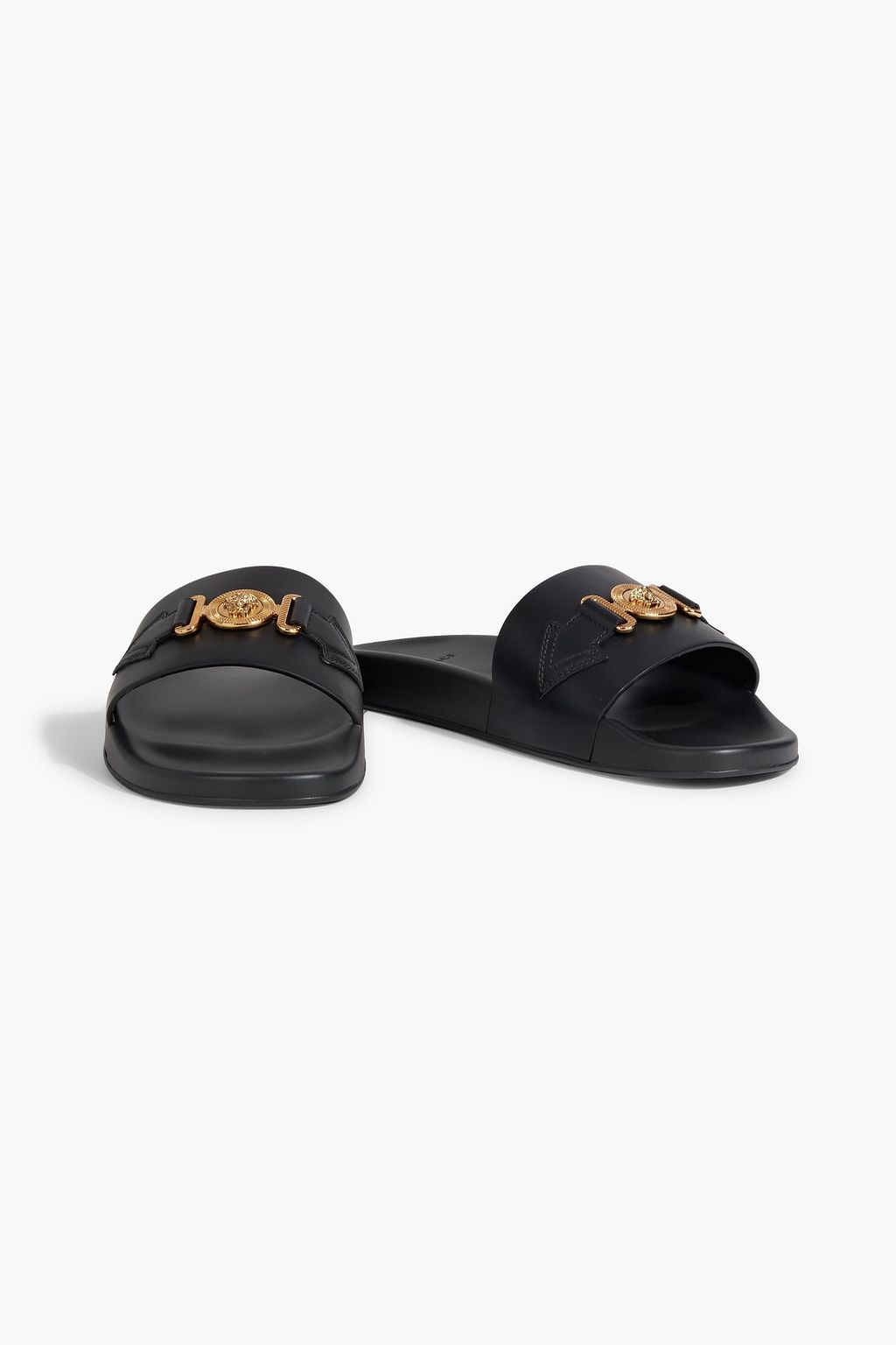 VERSACE La Medusa embellished leather slides