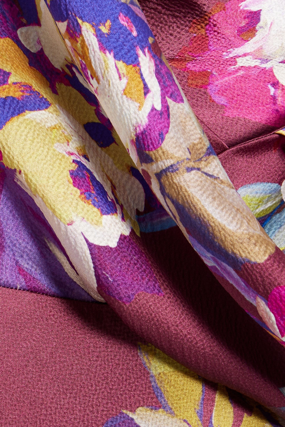 Nicholas Finley Floral-print Hammered Silk-satin Maxi Dress In Plum