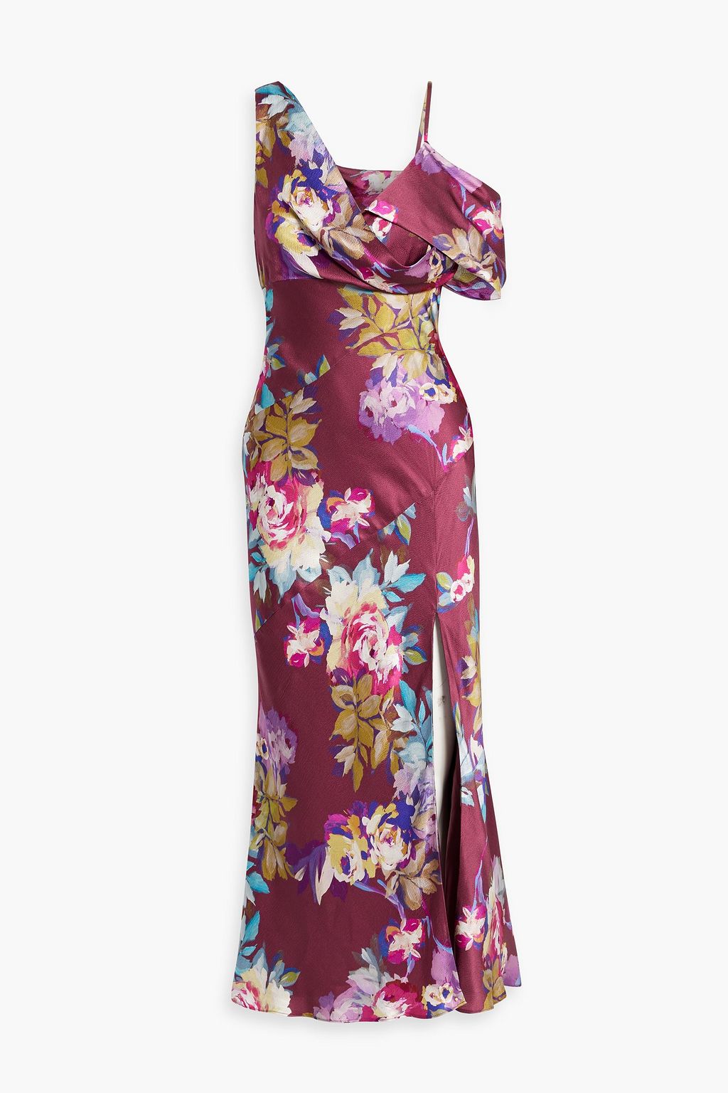 NICHOLAS Finley floral-print hammered silk-satin maxi dress