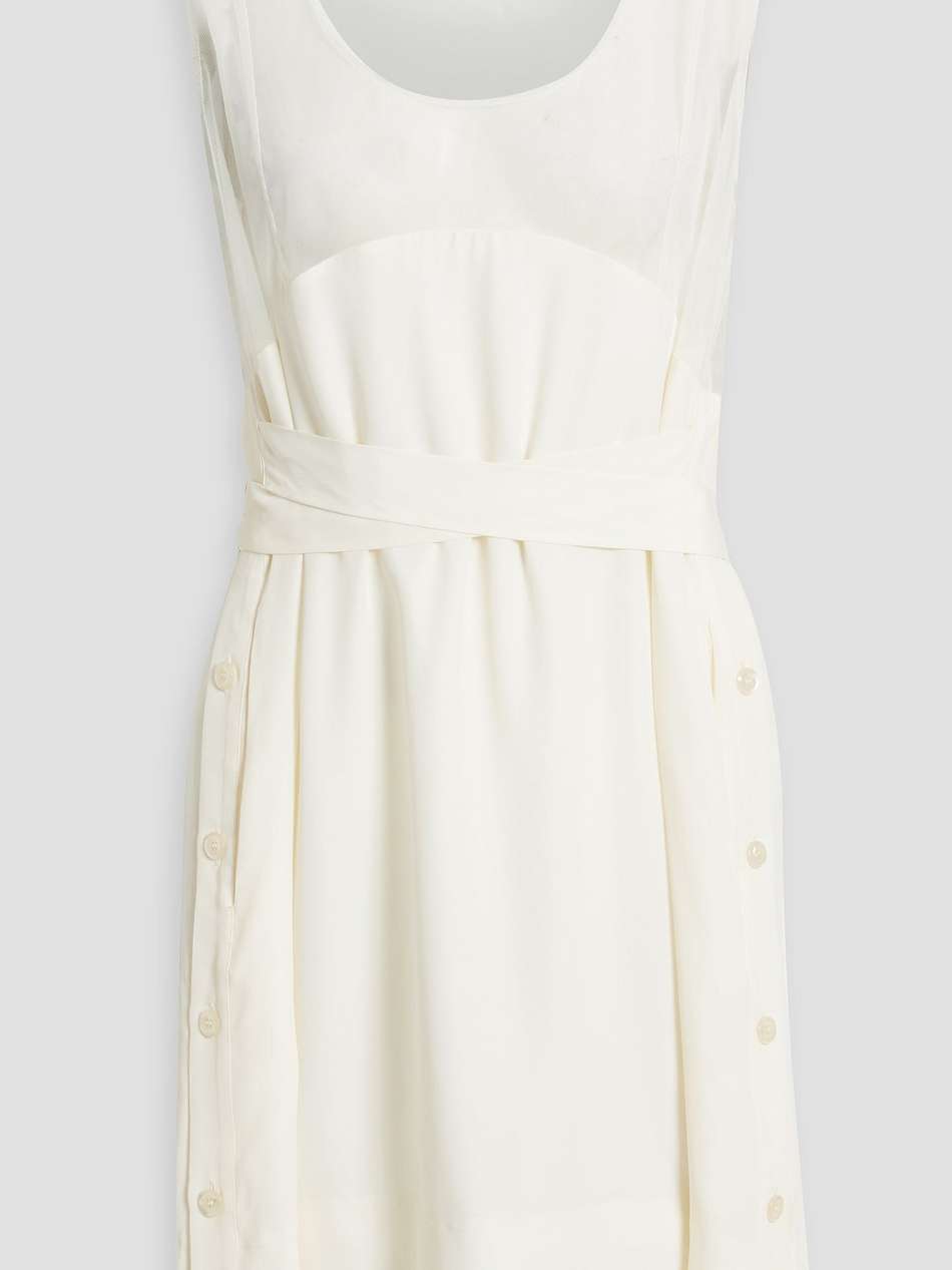 mesh-paneled crepe de chine mini dress