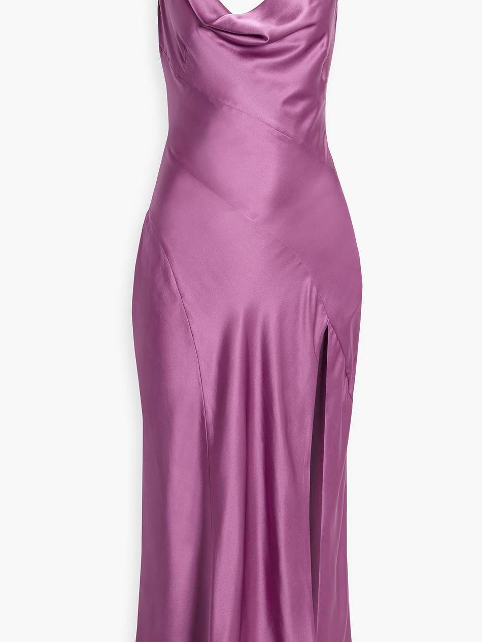 draped silk-satin midi dress