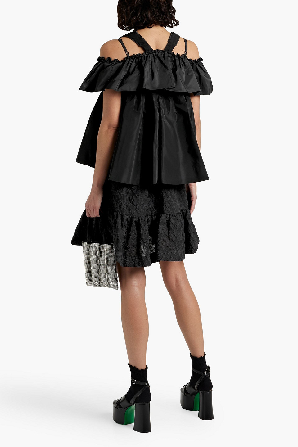 Shop Simone Rocha Ruffled Cloqué Mini Skirt In Black