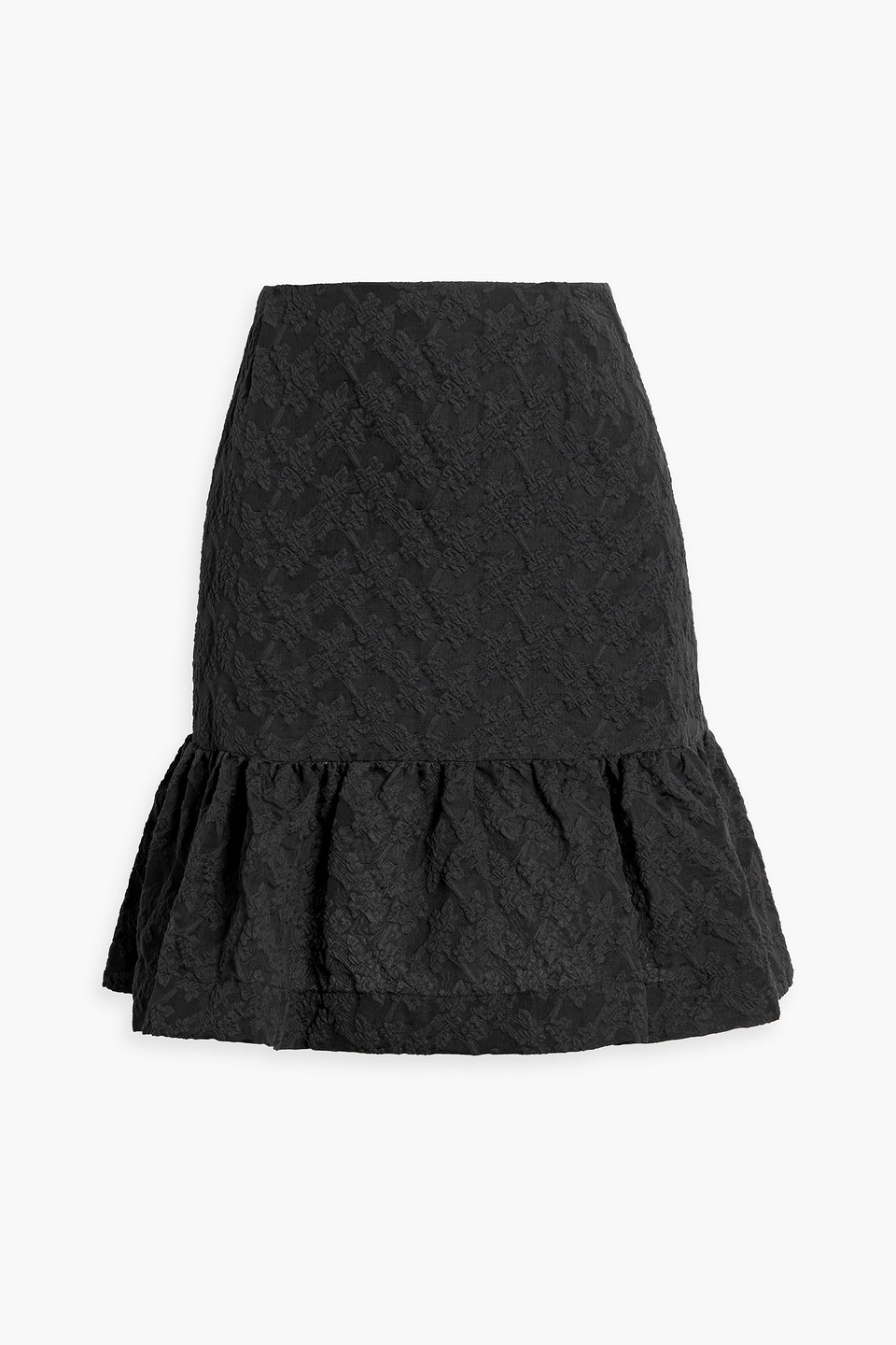 Simone Rocha Ruffled Cloqué Mini Skirt In Black