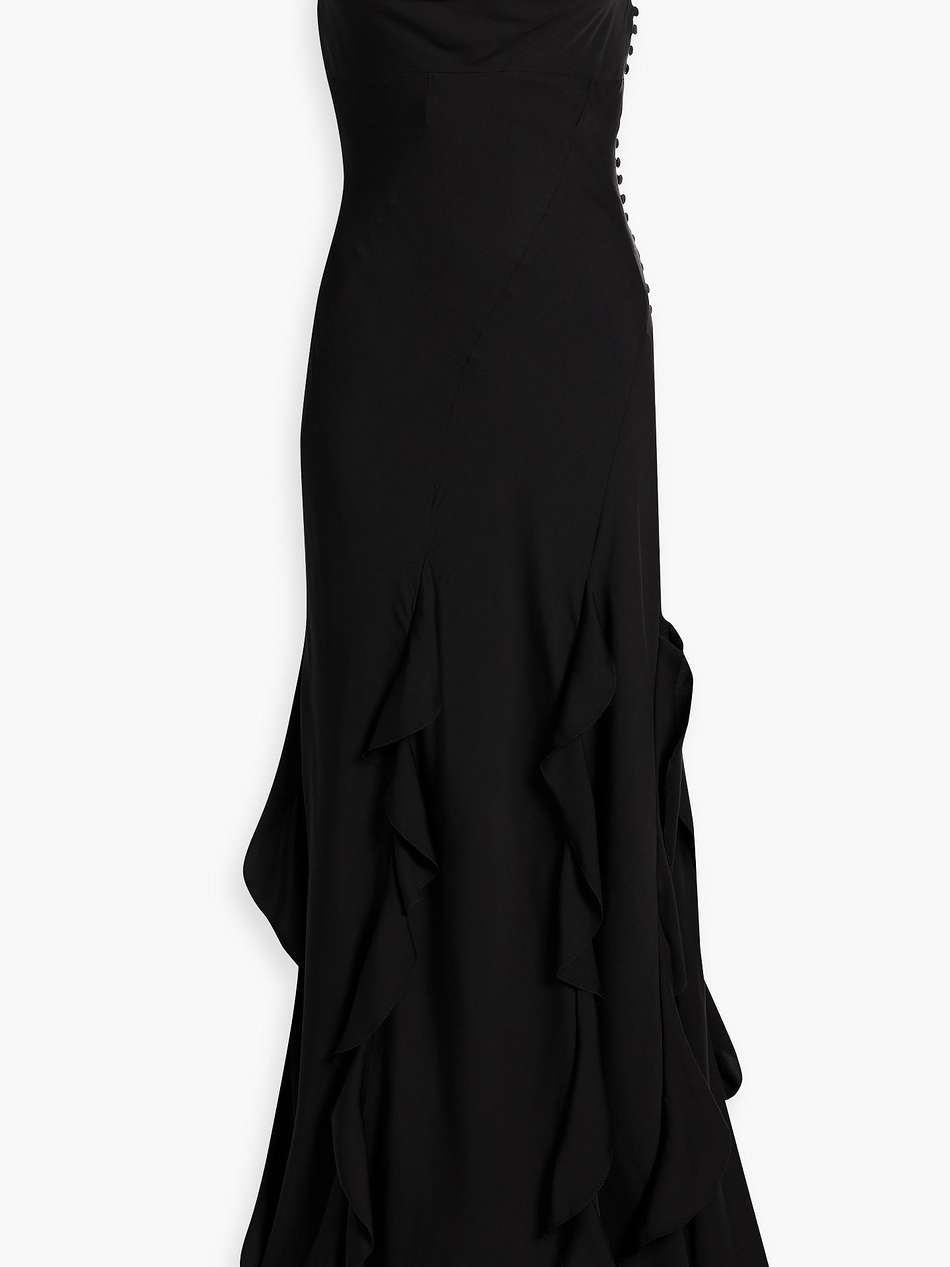 kamila ruffled silk-blend satin gown
